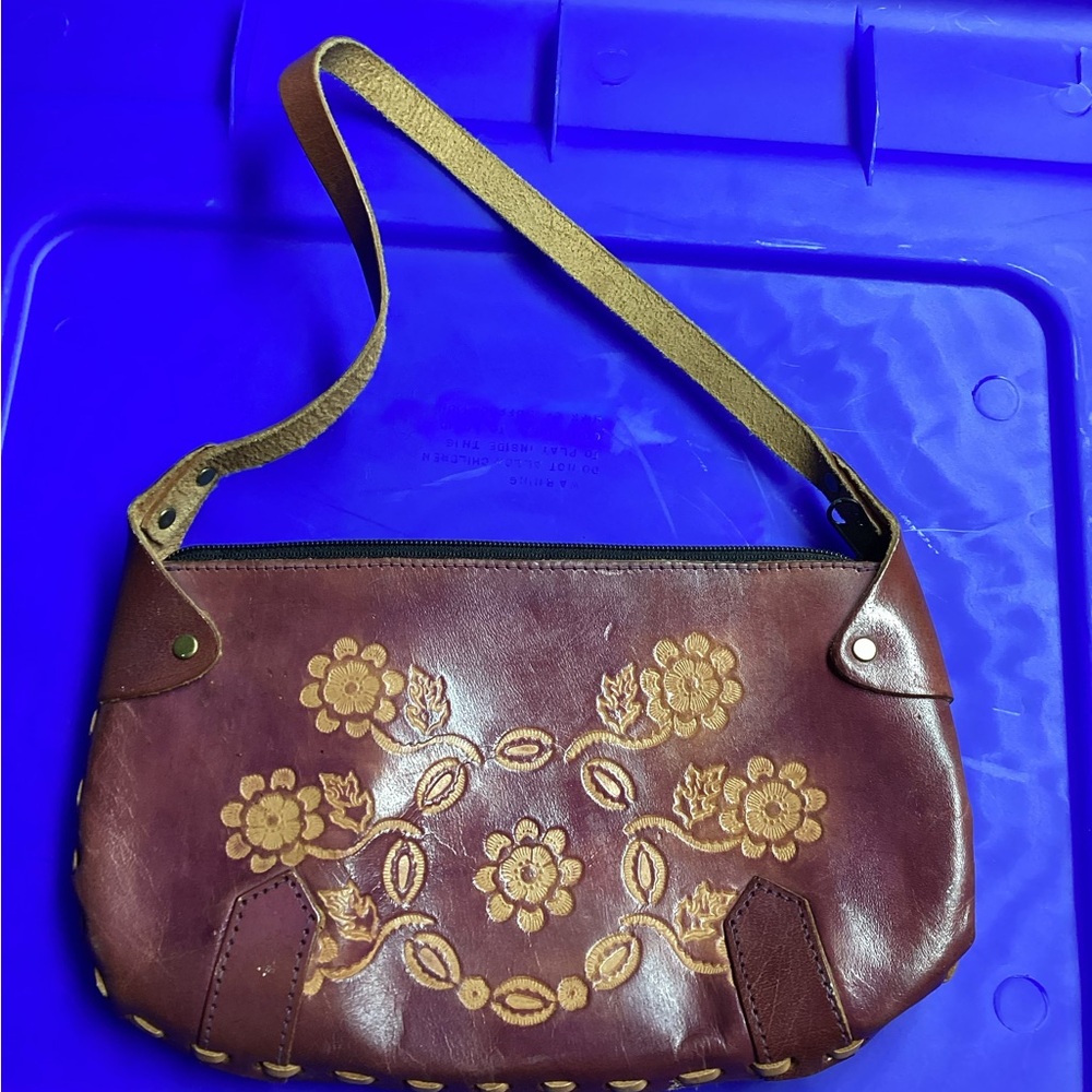 Purple Floral Leather Bag
